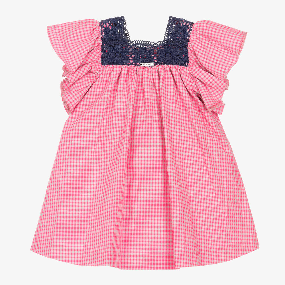 Foque - Fuchsiafarbenes Vichykaro-Kleid | Childrensalon