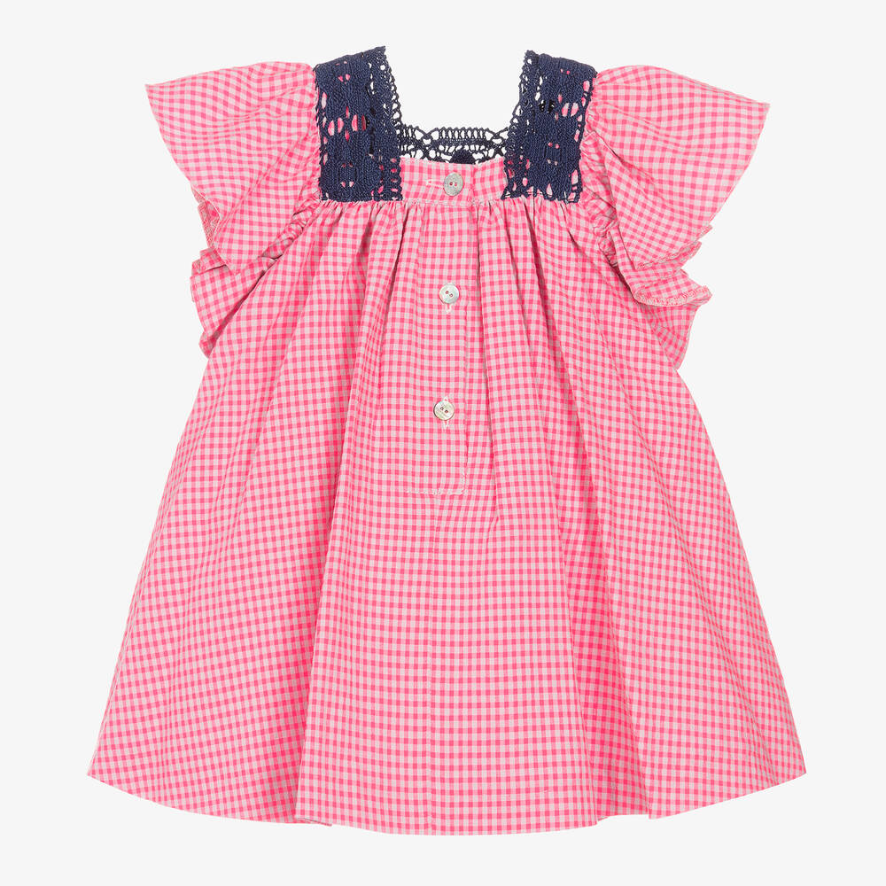 Foque-Girls Fuchsia Pink Gingham Dress | Childrensalon Outlet