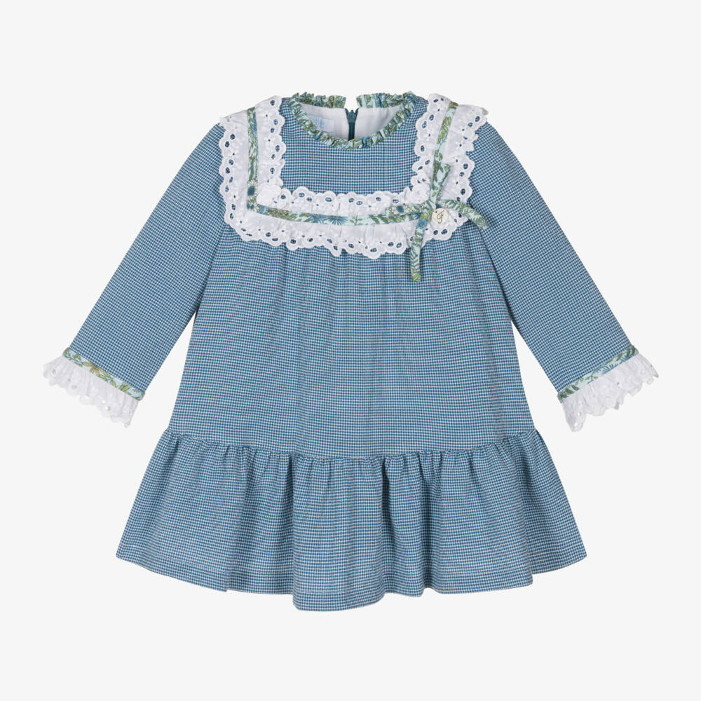 Foque-Girls Gingham Frill Collar Dress | Childrensalon Outlet