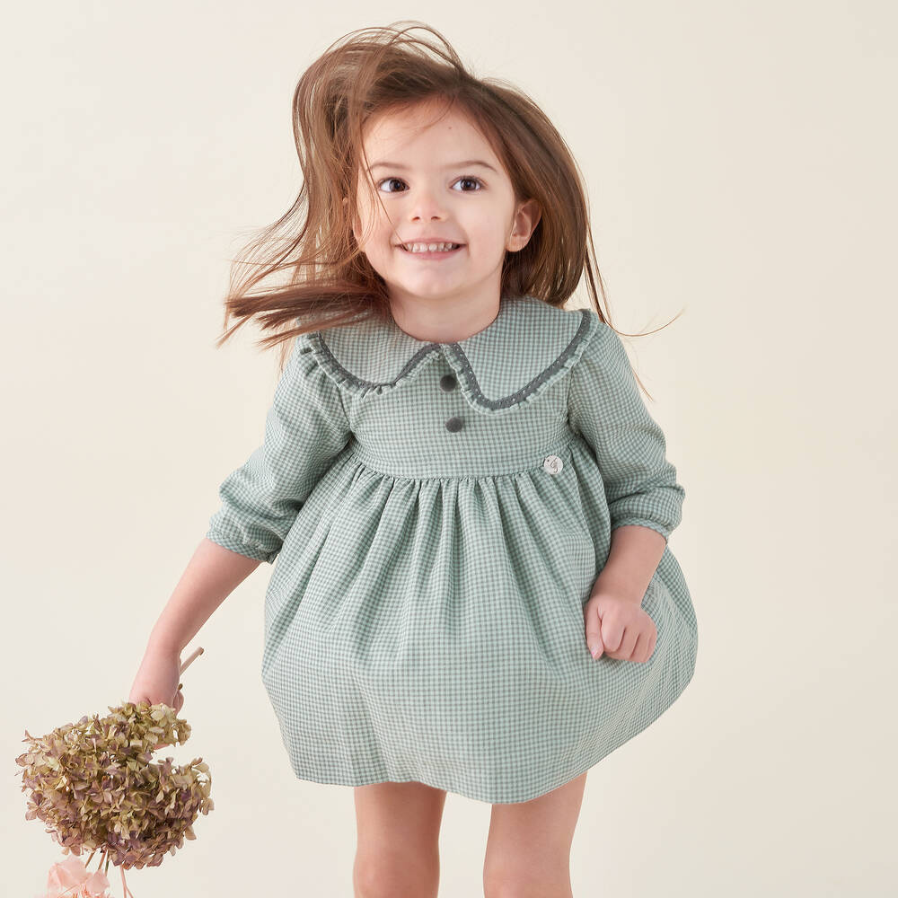 Foque-فستان قطن لون أخضر | Childrensalon Outlet