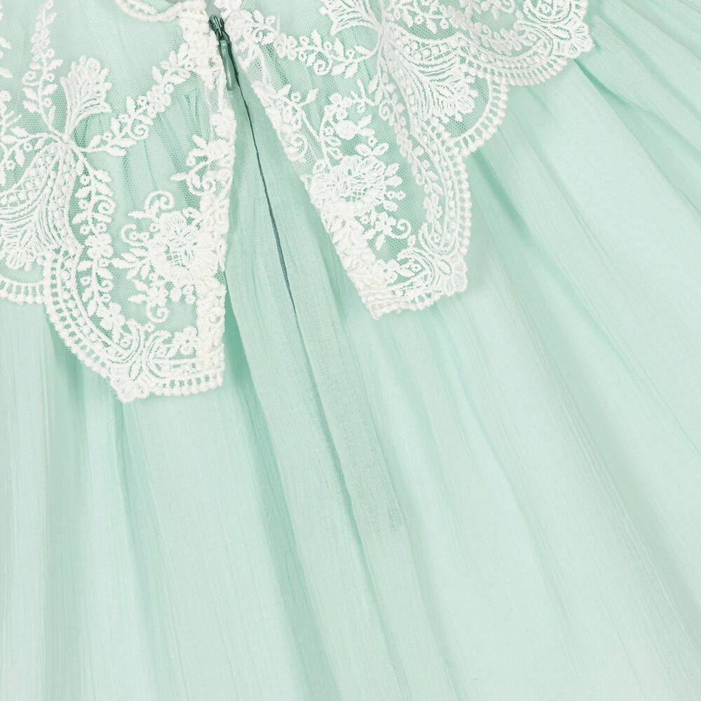 Foque-فستان قطن ودانتيل لون أخضر | Childrensalon Outlet