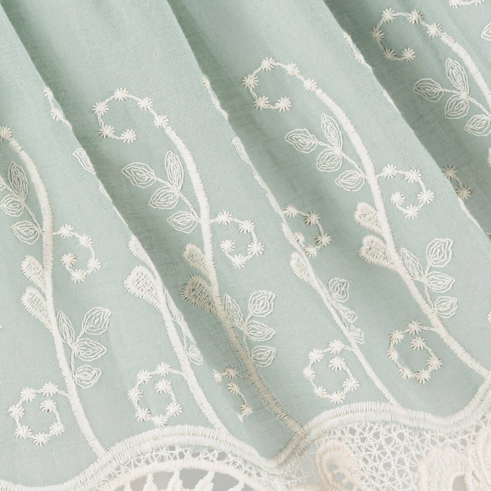 Foque-Girls Green Embroidery & Lace  Dress | Childrensalon Outlet