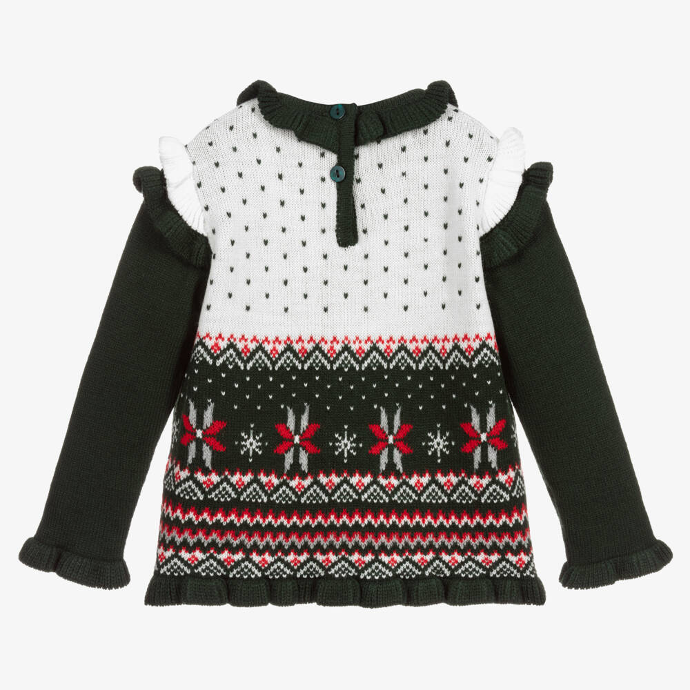 Foque-Girls Green Fair Isle Sweater | Childrensalon Outlet