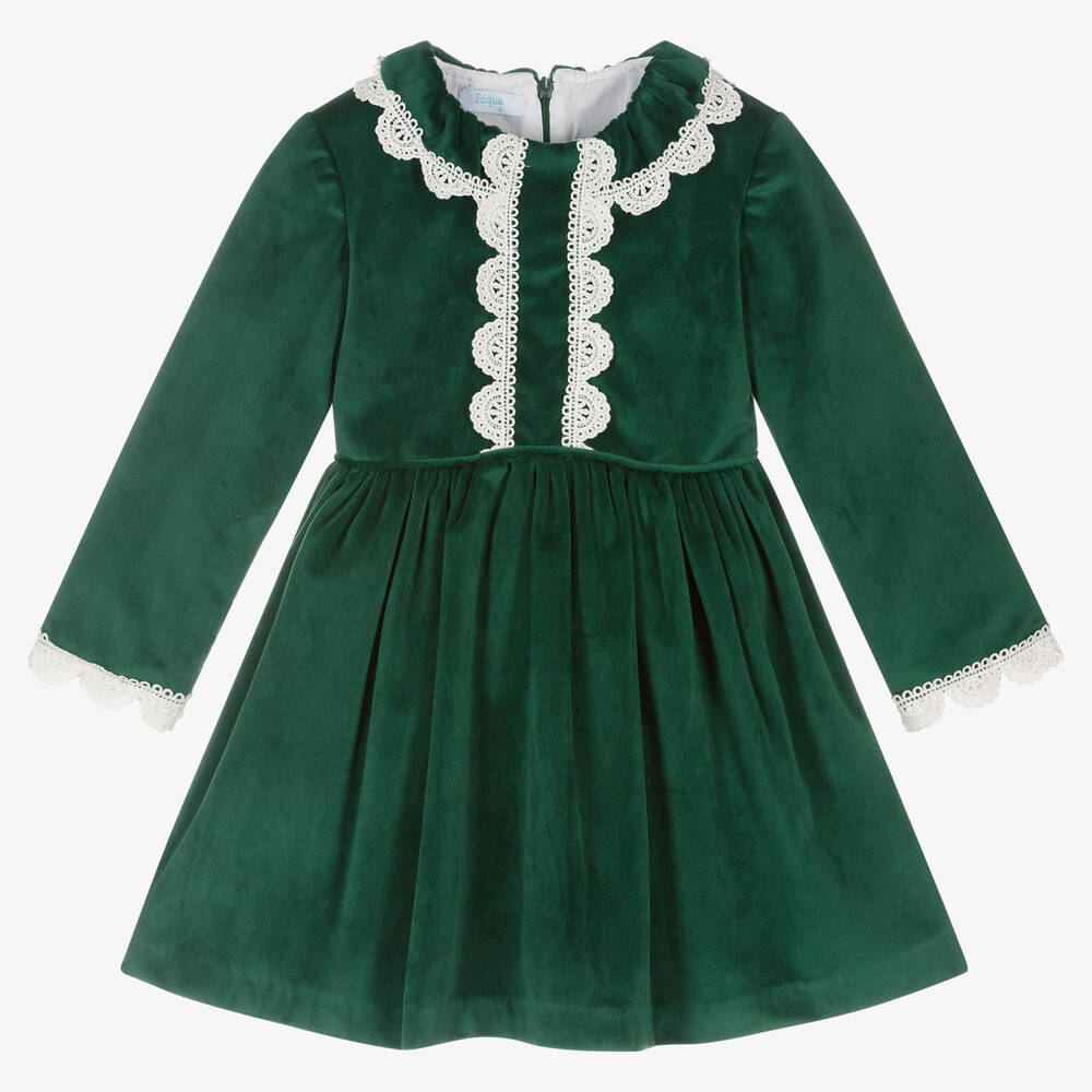 Foque - Grünes Samtkleid für Mädchen | Childrensalon