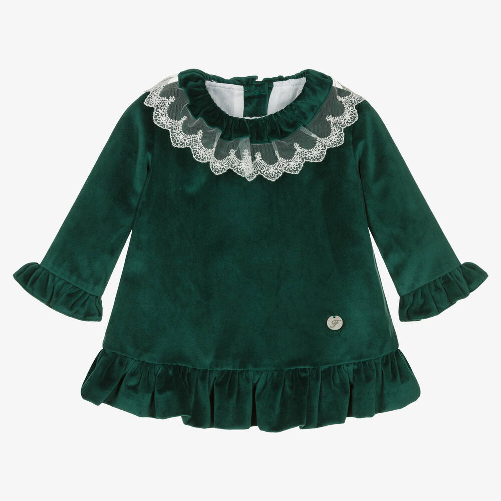 Foque-Зеленое бархатное платье для девочек | Childrensalon Outlet