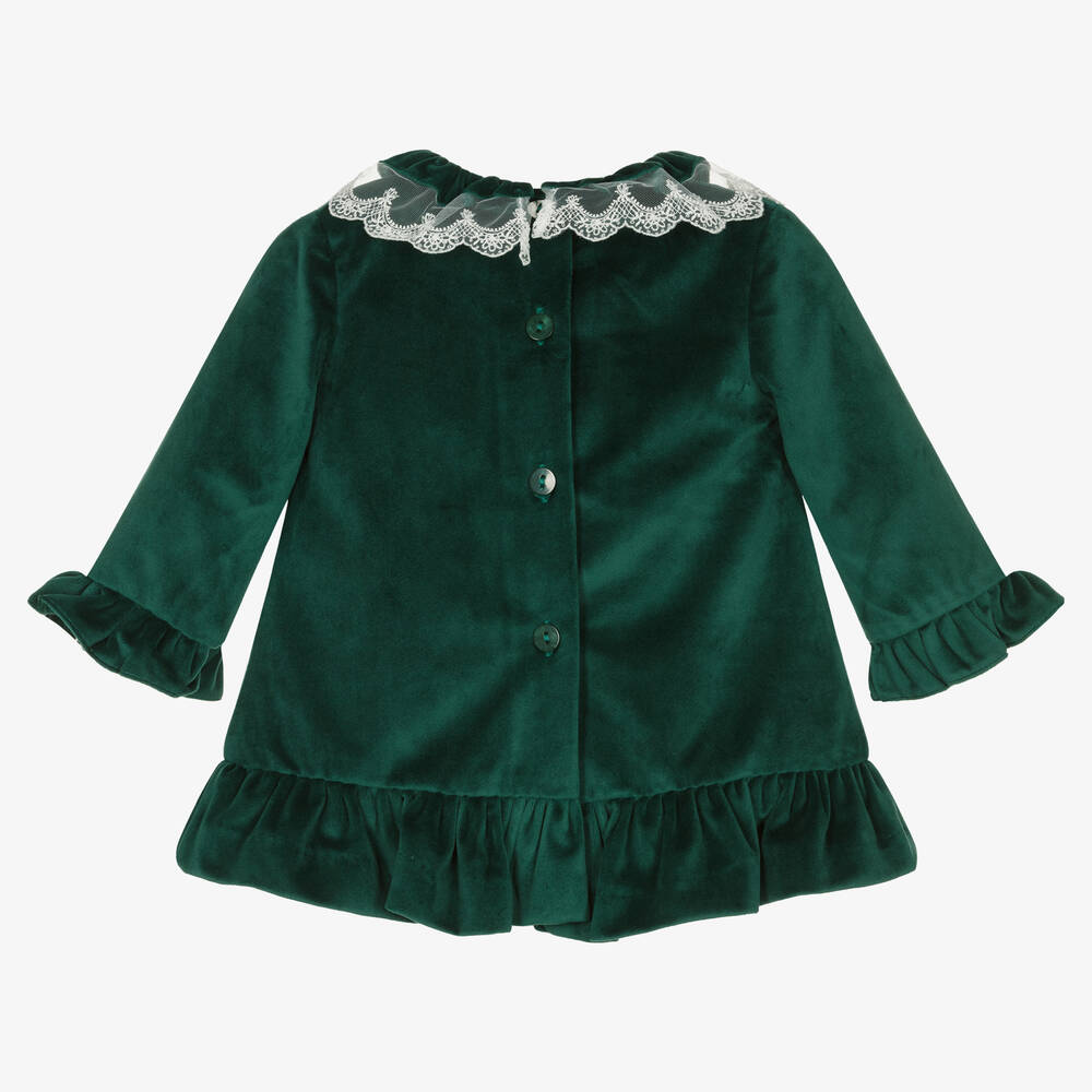 Foque-Зеленое бархатное платье для девочек | Childrensalon Outlet