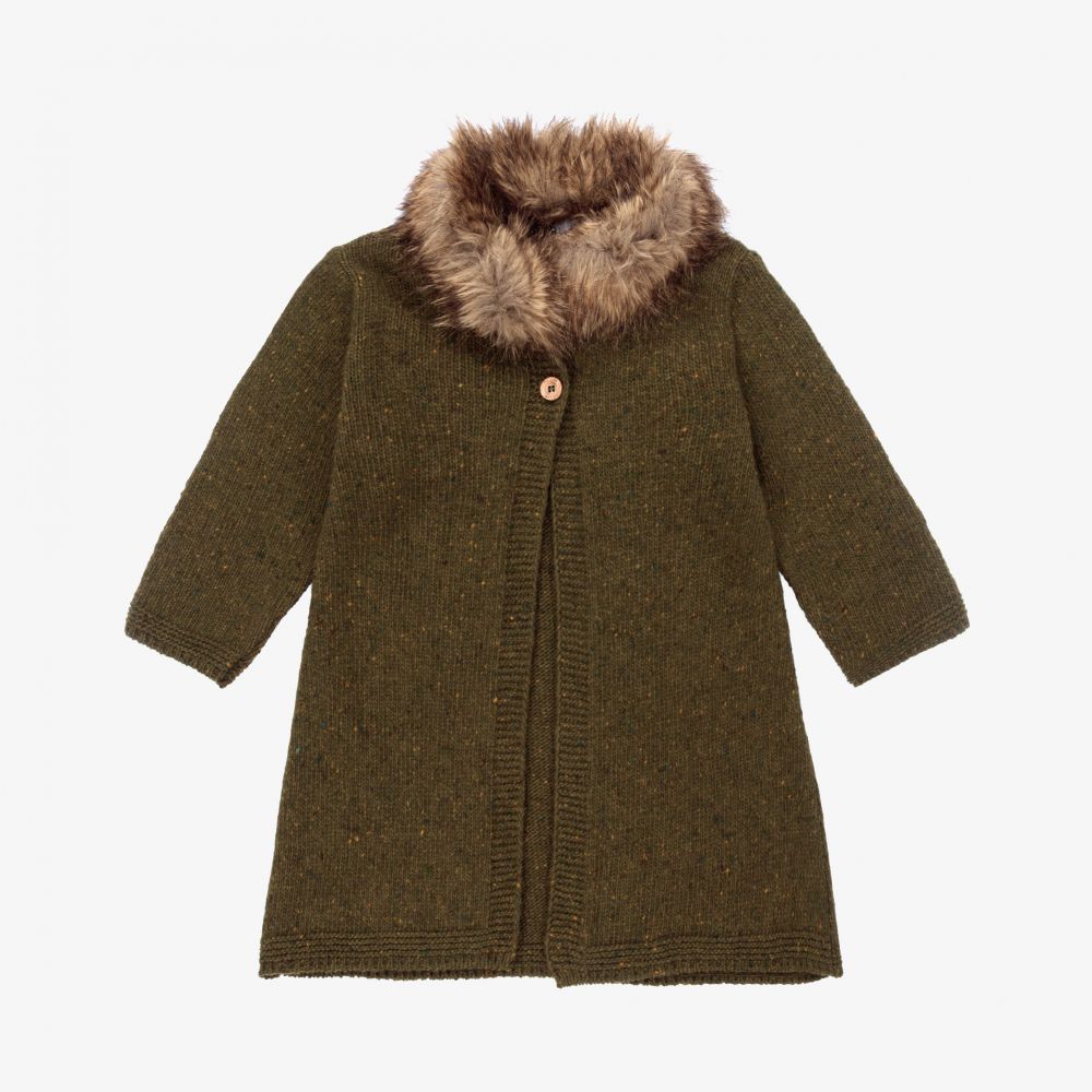 Foque - Зеленое шерстяное пальто для девочек  | Childrensalon