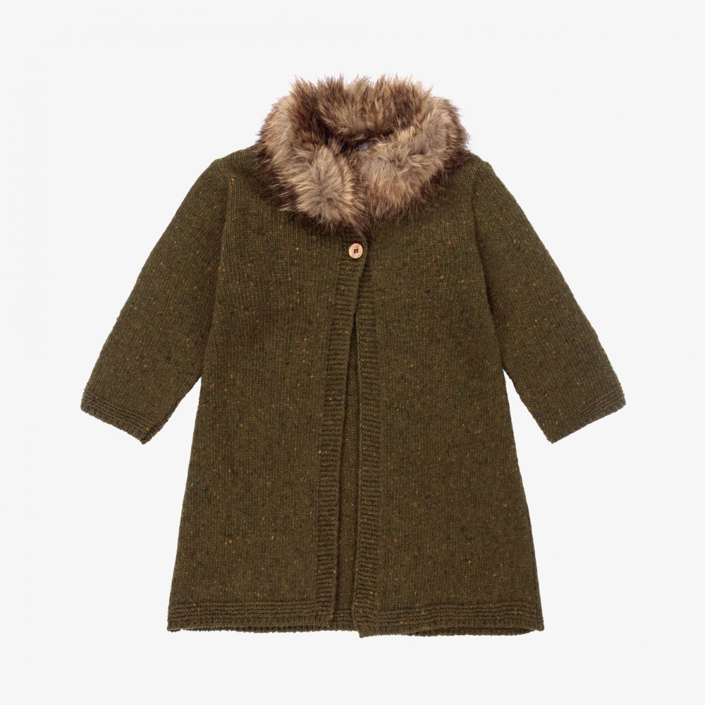 Foque-Зеленое шерстяное пальто для девочек | Childrensalon Outlet