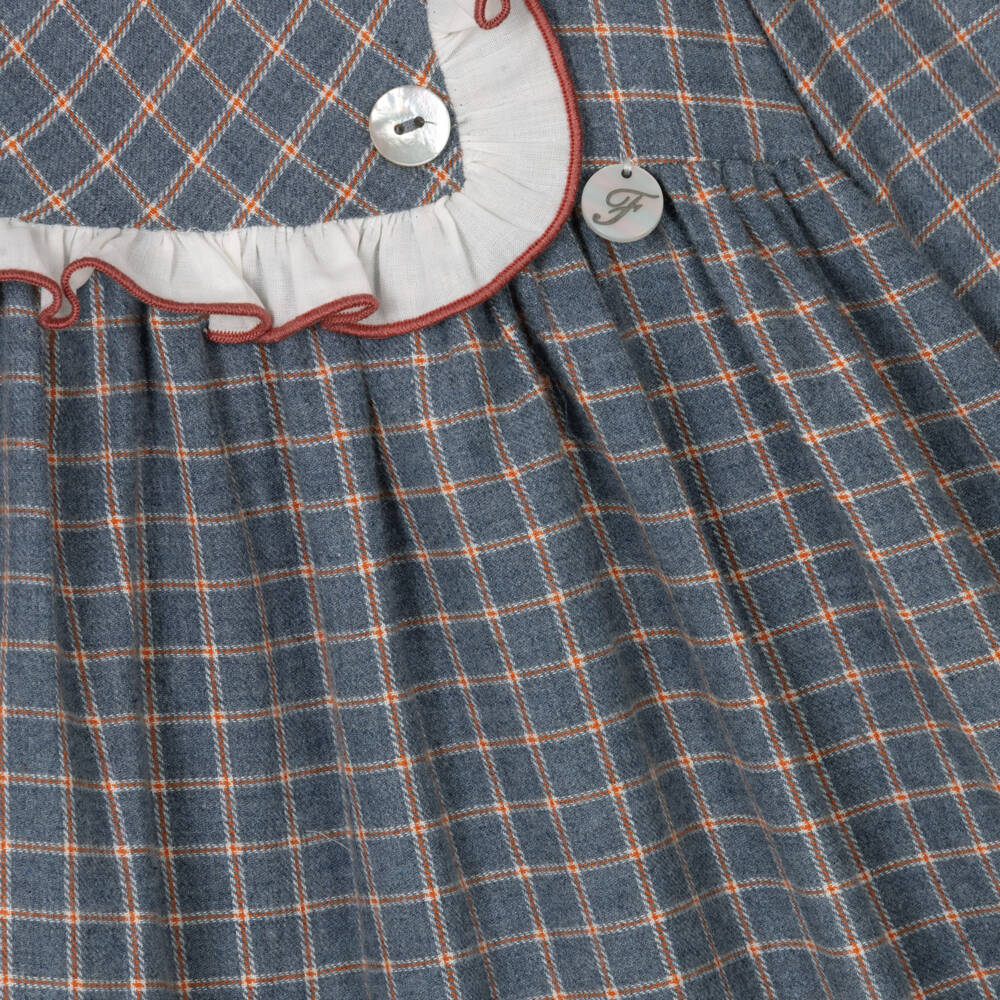 Foque-فستان قطن كاروهات لون أزرق | Childrensalon Outlet