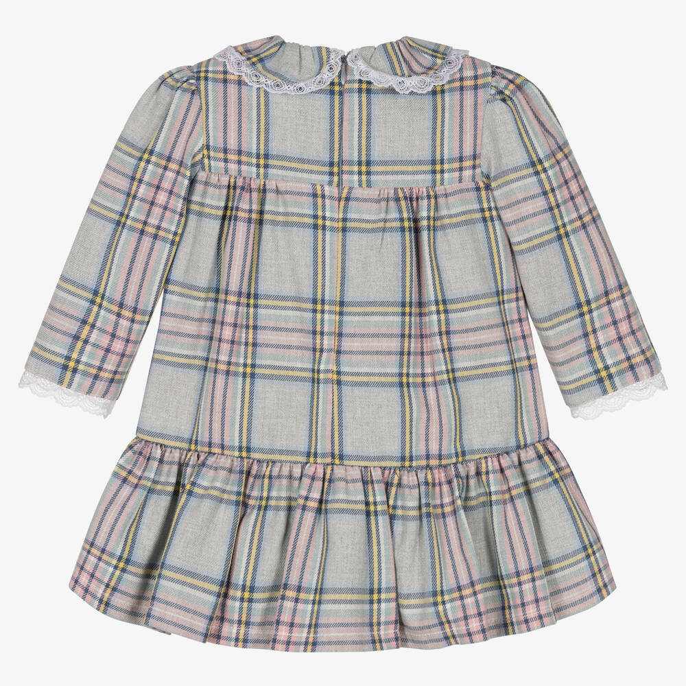 Foque-فستان قطن تويل كاروهات لون رمادي | Childrensalon Outlet