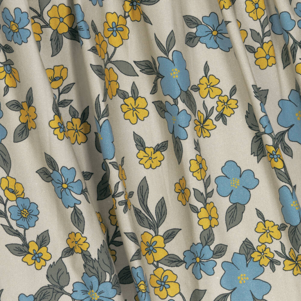 Foque-Girls Grey Floral Cotton Dress | Childrensalon Outlet