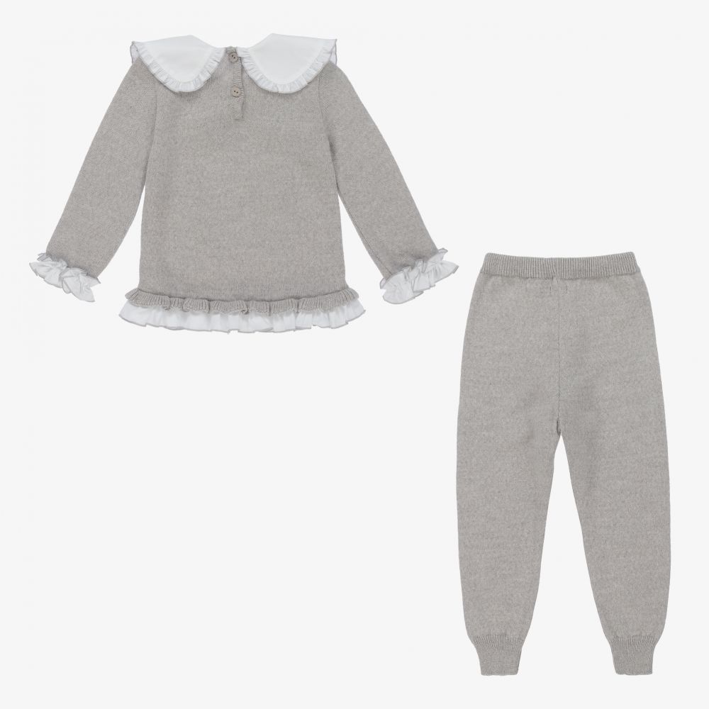 Foque-طقم بنطلون مزيج صوف محبوك لون رمادي للبنات | Childrensalon Outlet