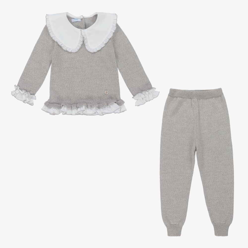 Foque-طقم بنطلون مزيج صوف محبوك لون رمادي للبنات | Childrensalon Outlet