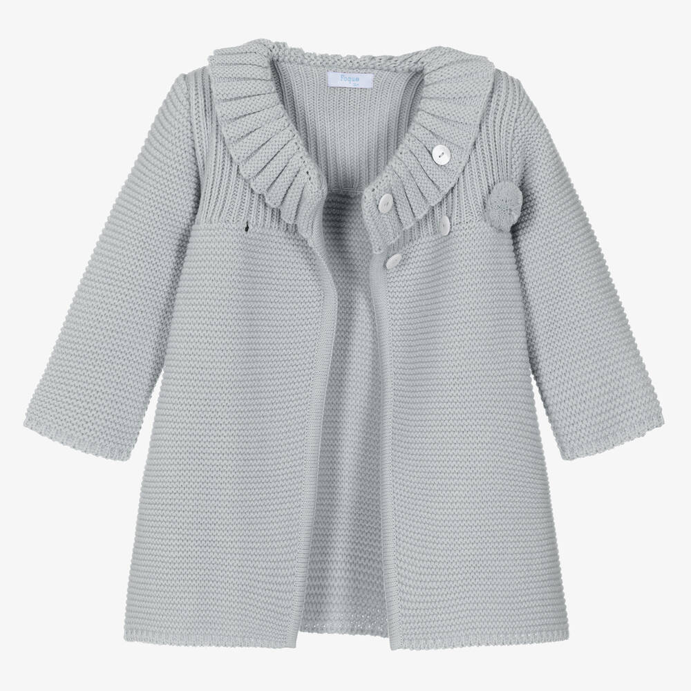 Foque Girls Grey Knitted Coat Set Childrensalon Outlet