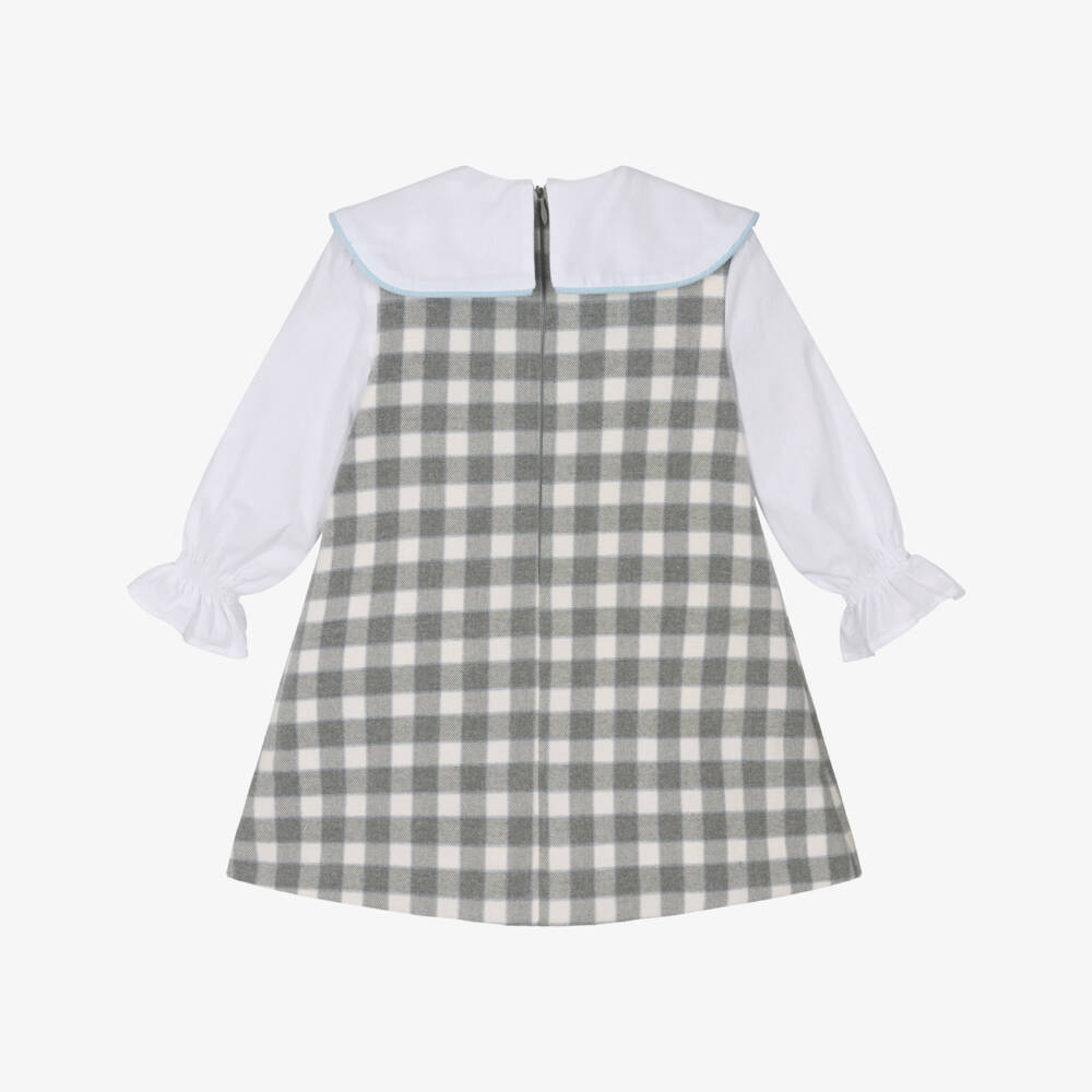 Foque-Girls Grey Plaid Cotton Dress | Childrensalon Outlet