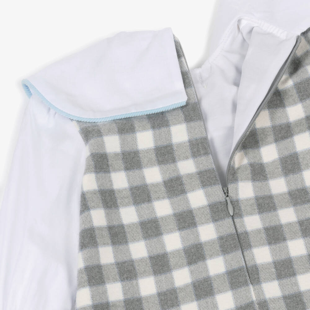 Foque-Girls Grey Plaid Cotton Dress | Childrensalon Outlet