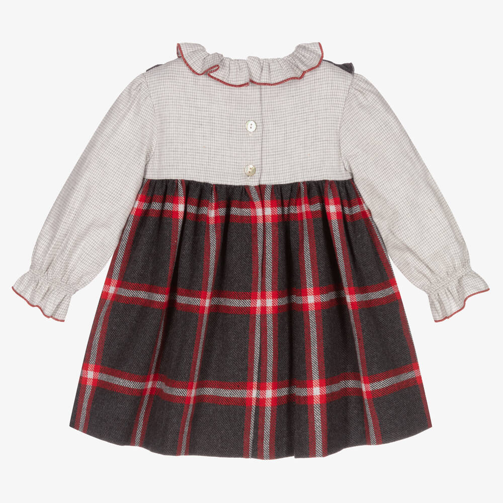 Foque-Girls Grey & Red Check Dress | Childrensalon Outlet