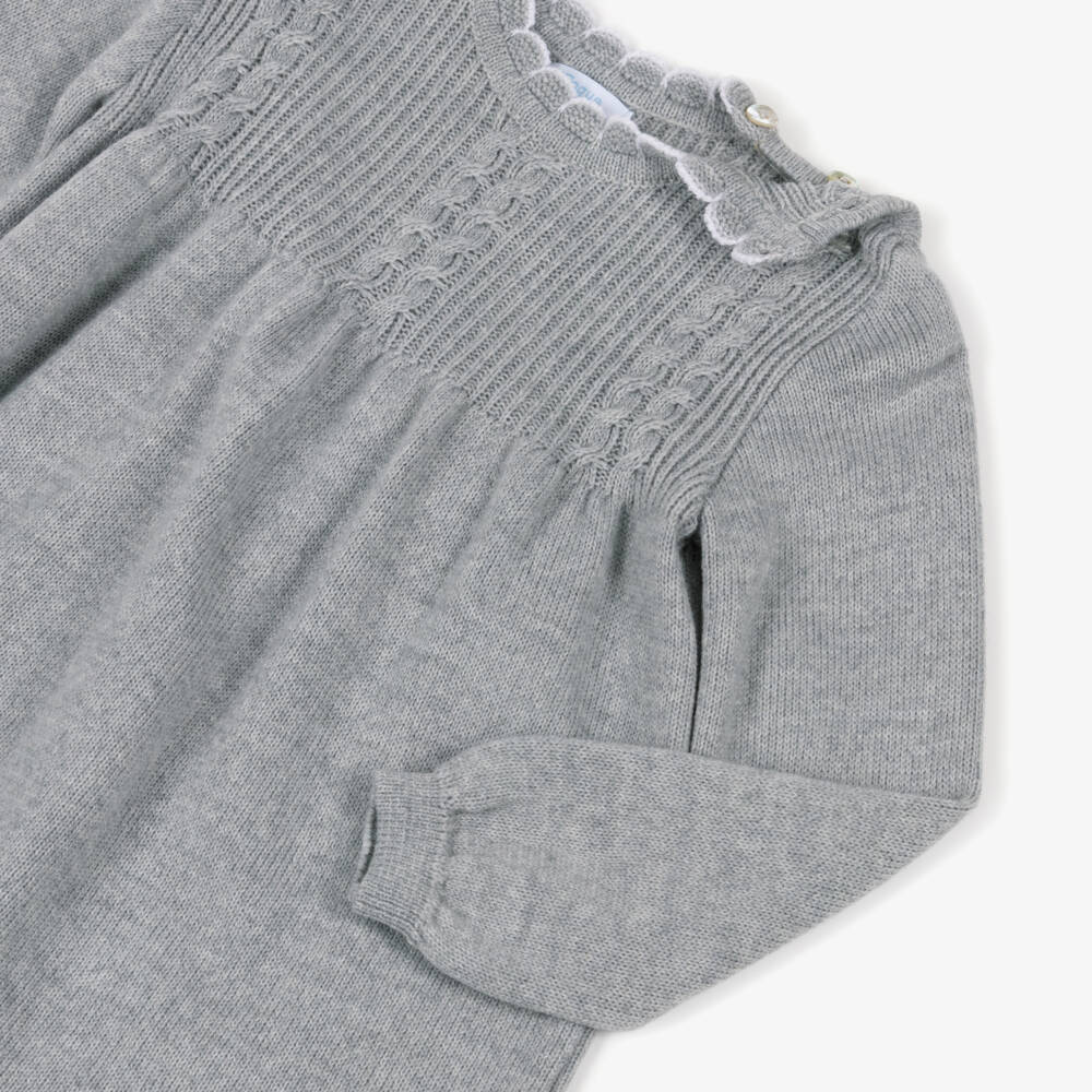 Foque-Girls Grey Wool Knit Dress | Childrensalon Outlet