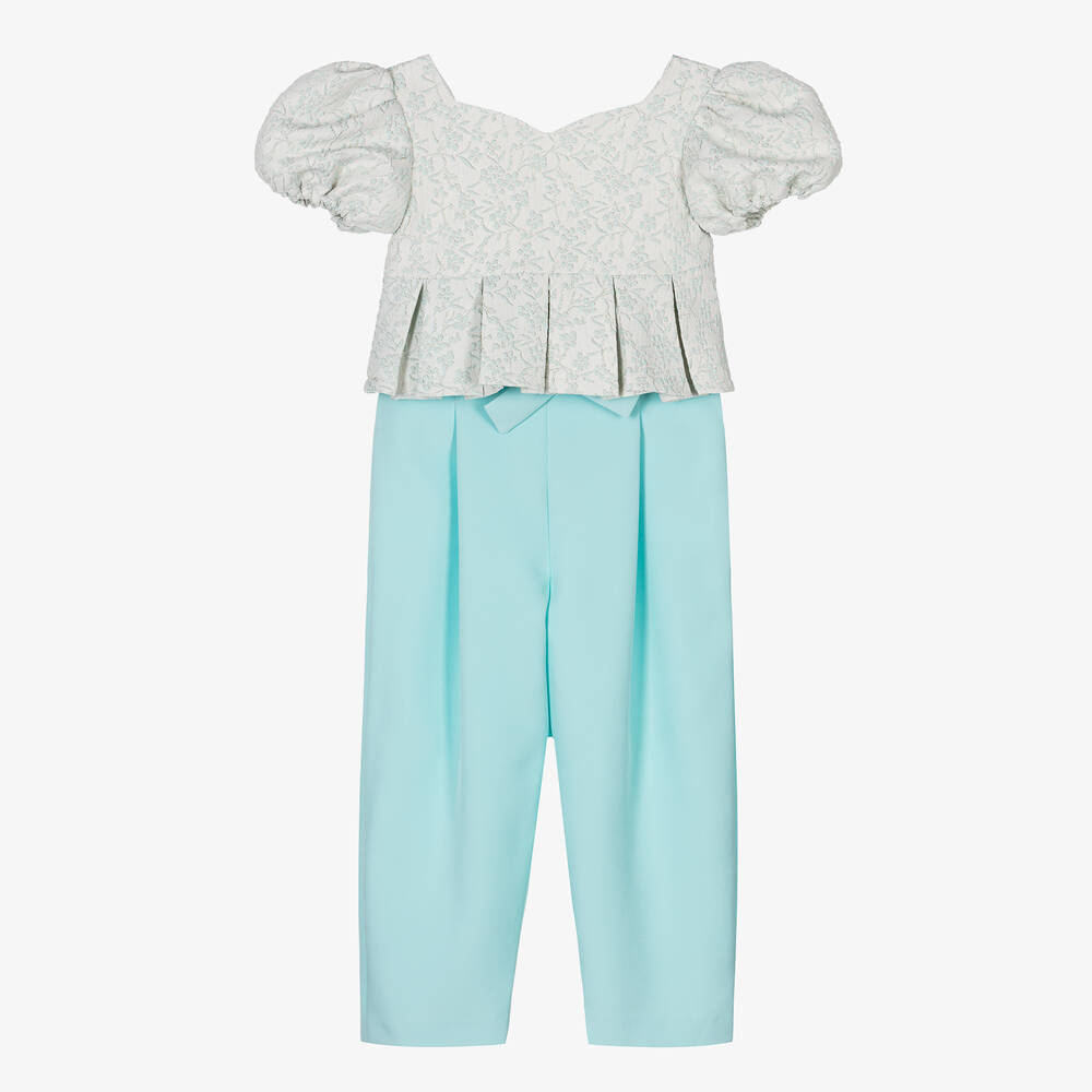 Foque-Girls Ivory & Blue Trouser Set | Childrensalon Outlet