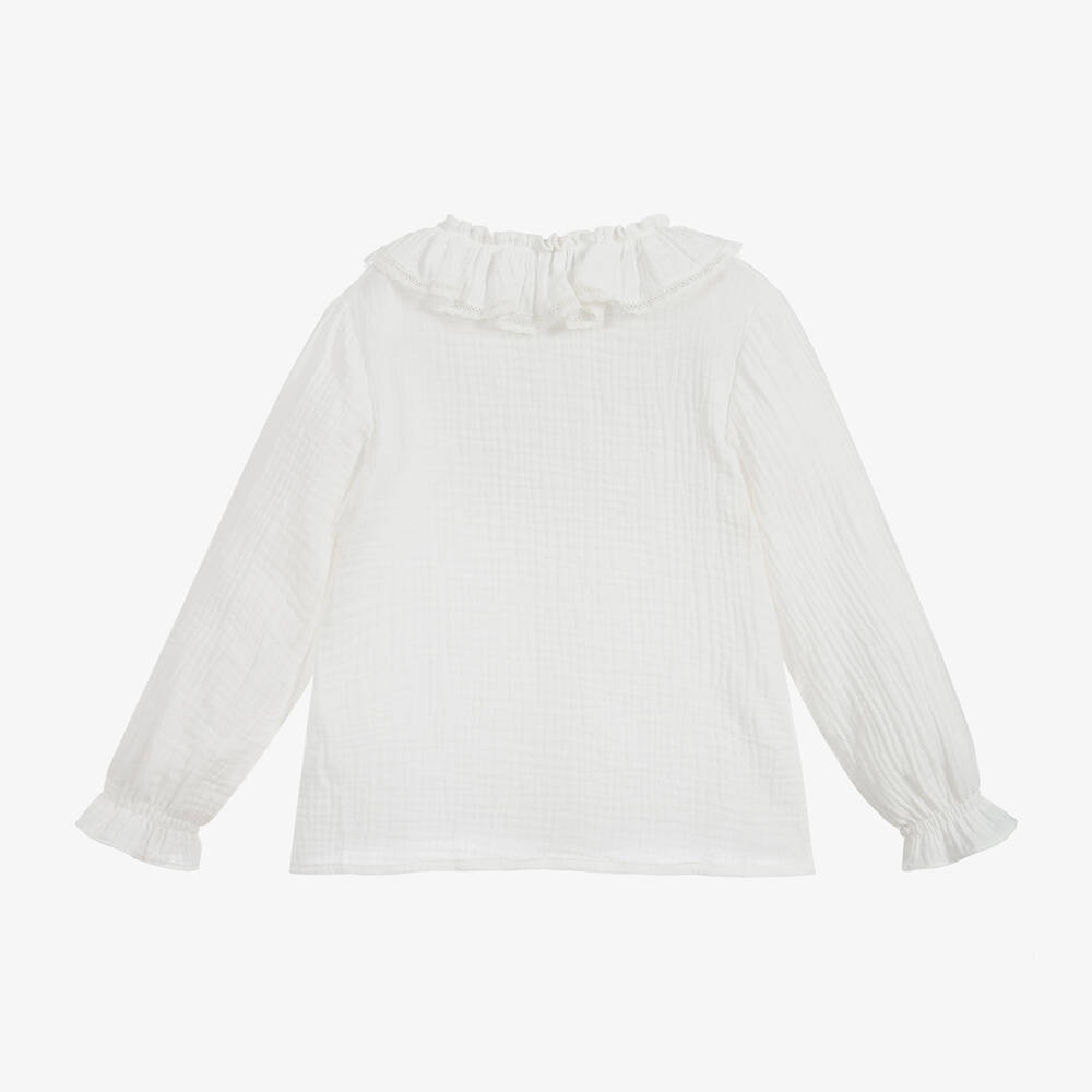 Foque-بلوز قطن و دانتيل لون عاجي | Childrensalon Outlet