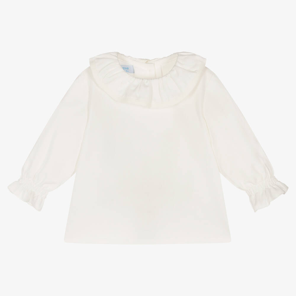 Foque - Кремовая хлопковая блузка для девочек | Childrensalon