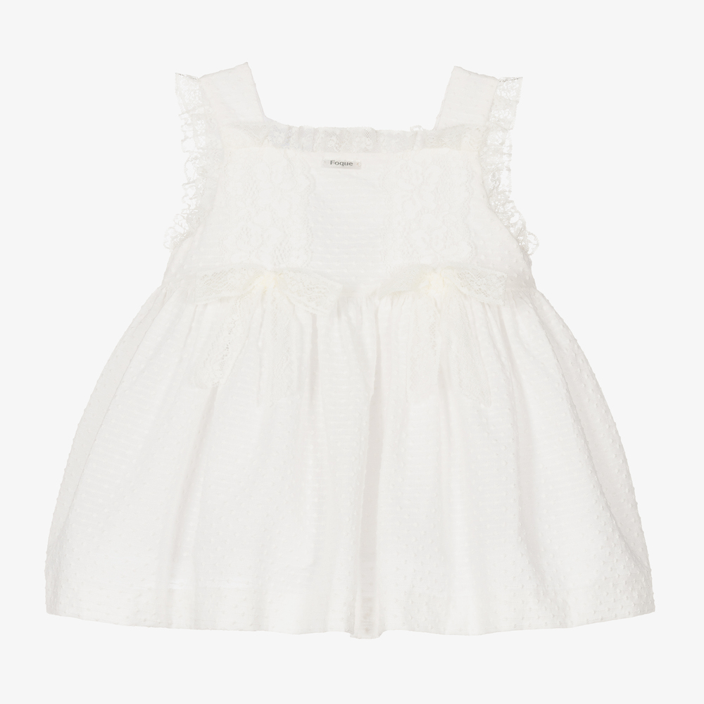 Foque - Girls Ivory Cotton Dress Set | Childrensalon