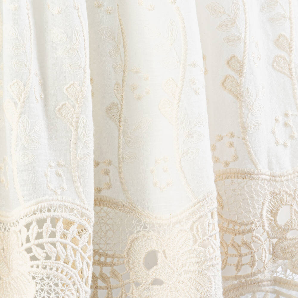 Foque-Girls Ivory Embroidered Cotton Dress | Childrensalon Outlet