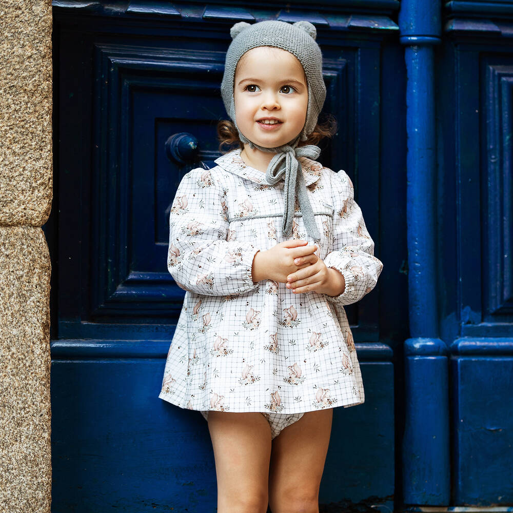 Foque-Кремово-зеленое платье с белками | Childrensalon Outlet