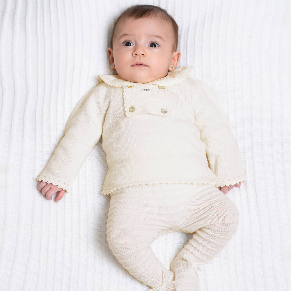 Foque-Girls Ivory Knit Outfit Set | Childrensalon Outlet