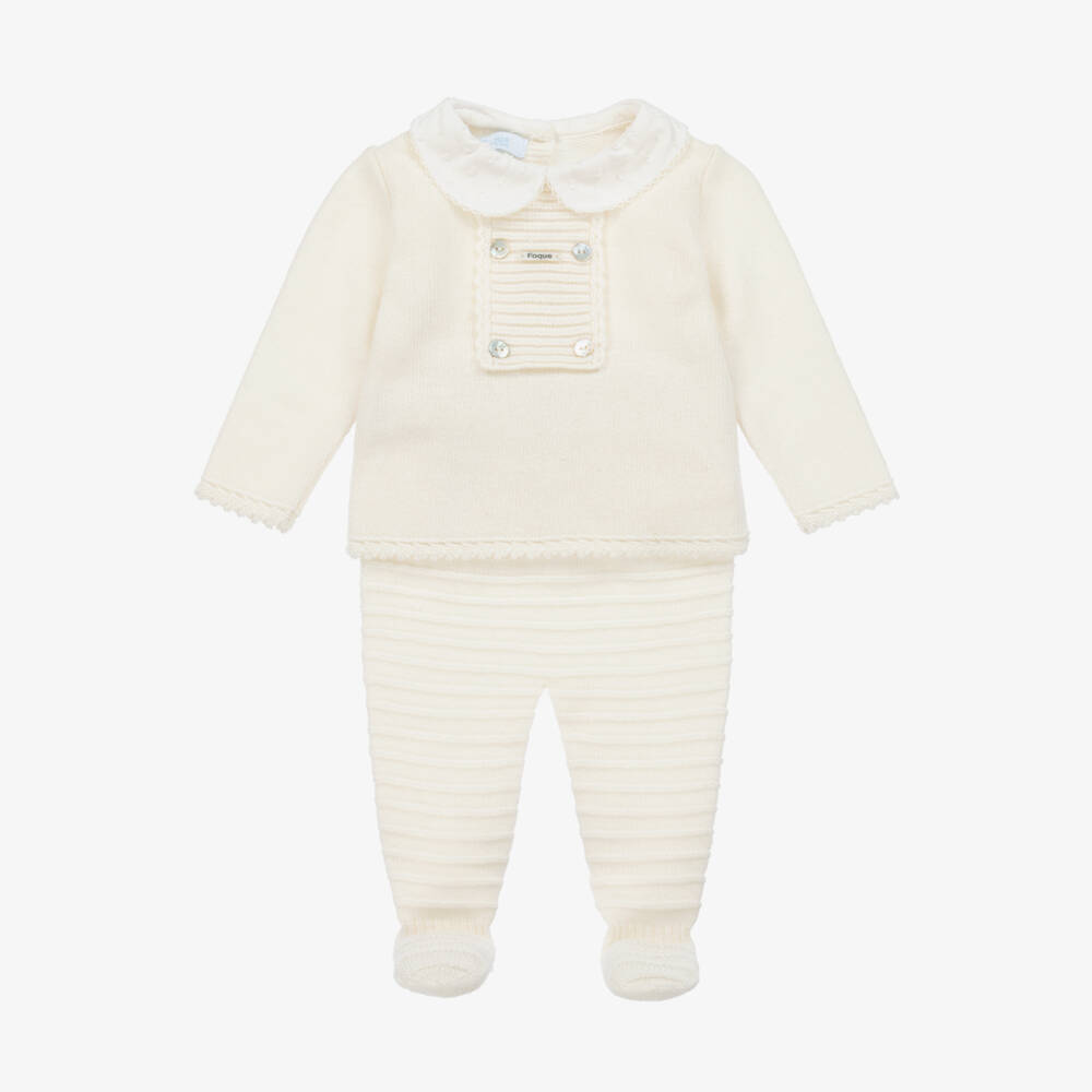 Foque-Girls Ivory Knit Outfit Set | Childrensalon Outlet