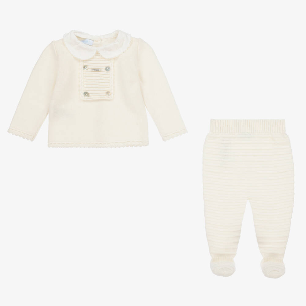 Foque-Girls Ivory Knit Outfit Set | Childrensalon Outlet