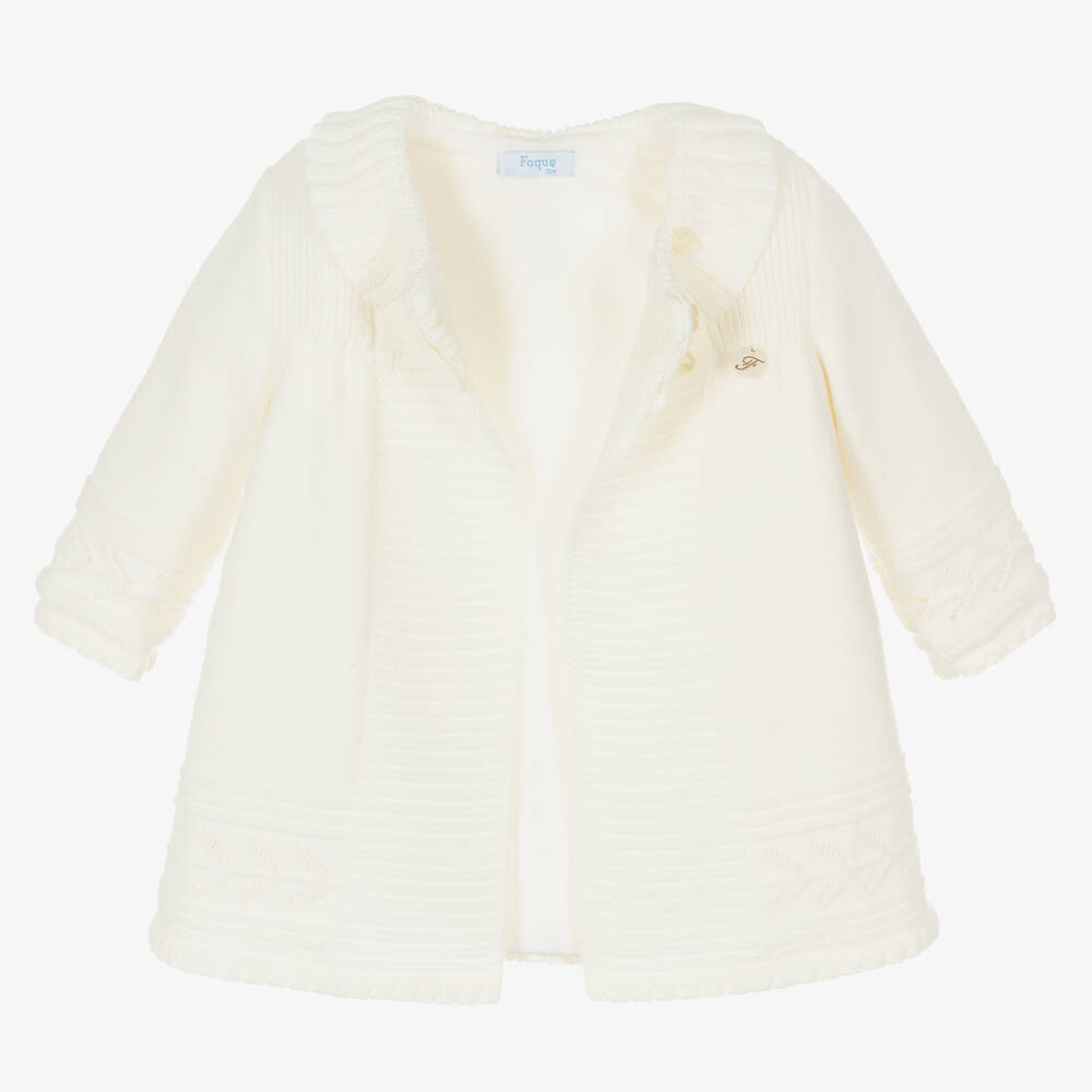 Foque-طقم معطف وقبعة بونيه أكريليك محبوك لون عاجي | Childrensalon Outlet