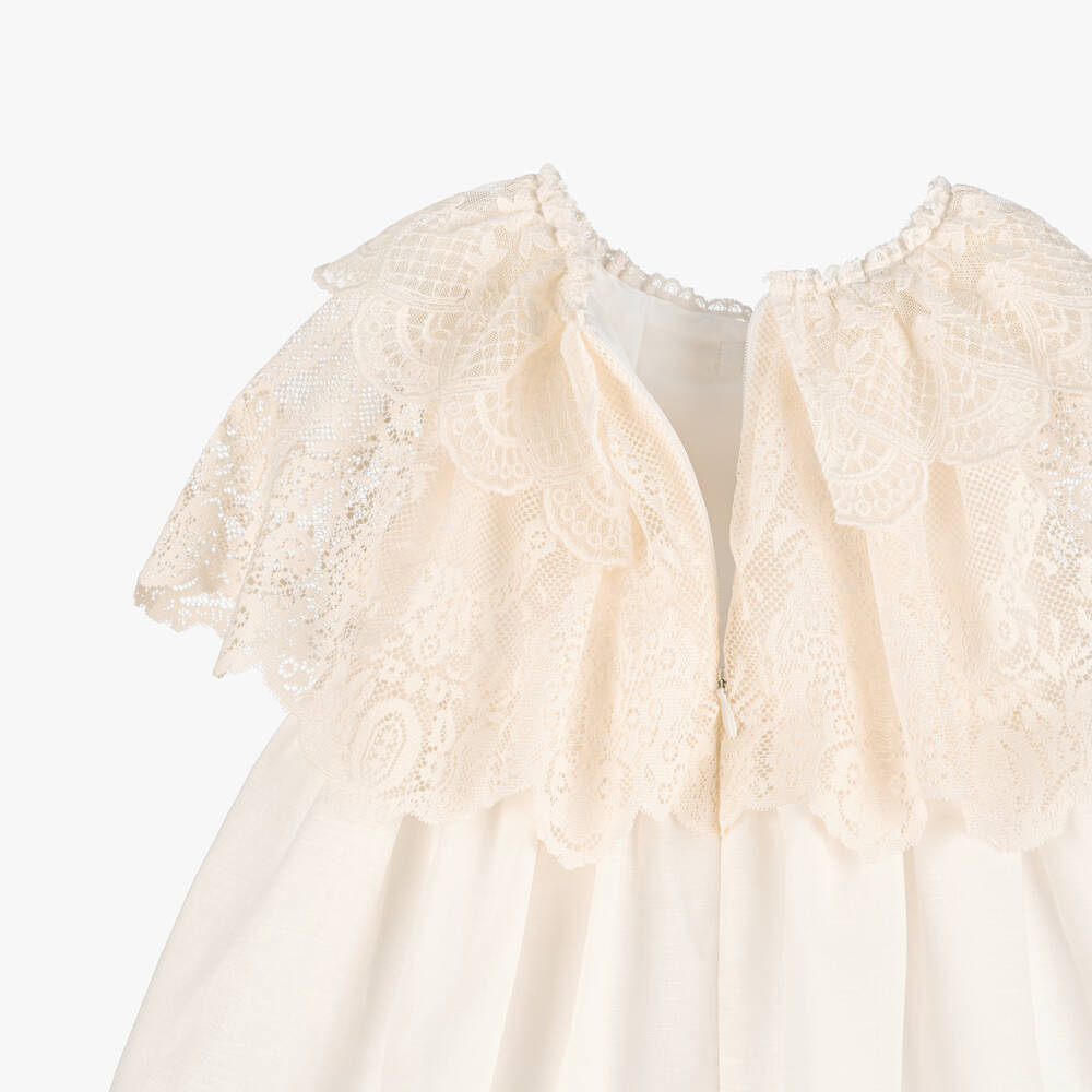 Foque-Girls Ivory Lace Cape Collar Dress | Childrensalon Outlet
