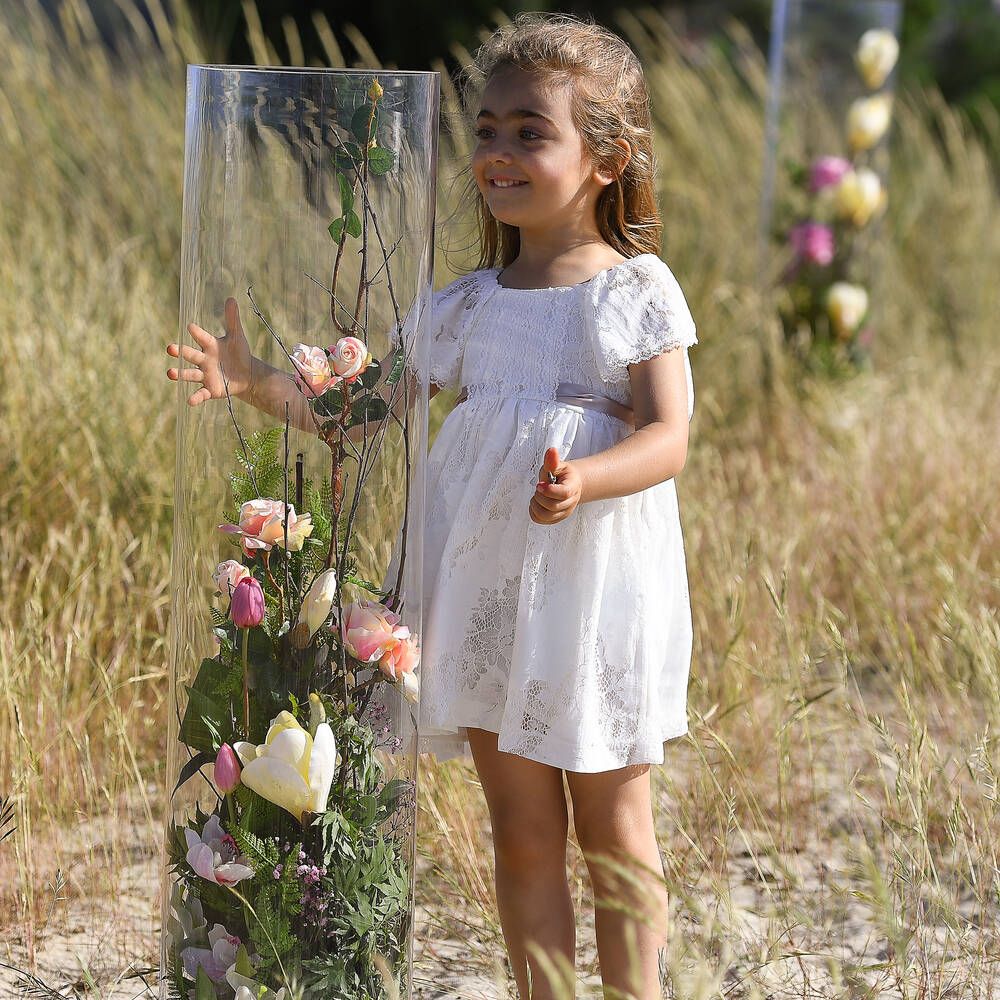 Foque-Girls Ivory Lace Dress | Childrensalon Outlet