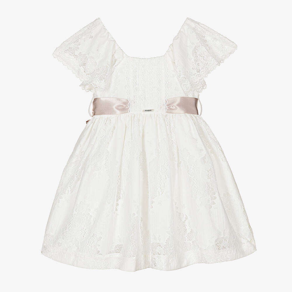 Foque - Robe ivoire en dentelle fille | Childrensalon