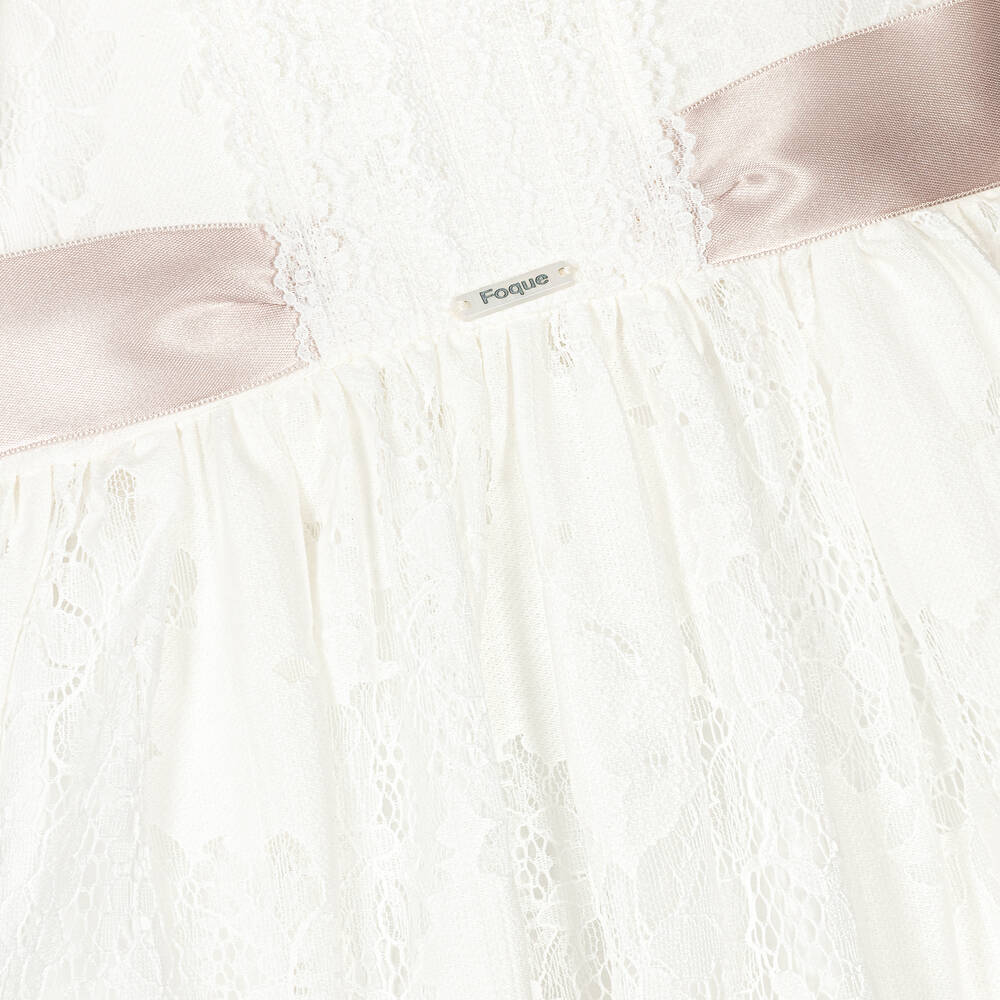 Foque-Girls Ivory Lace Dress | Childrensalon Outlet