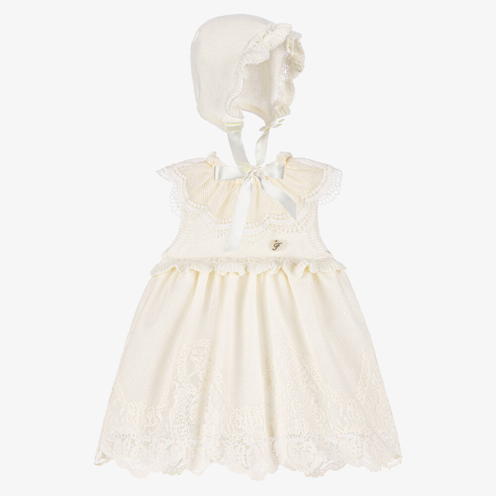 Foque-Girls' Ivory Lace Dress Ensemble | Childrensalon Outlet