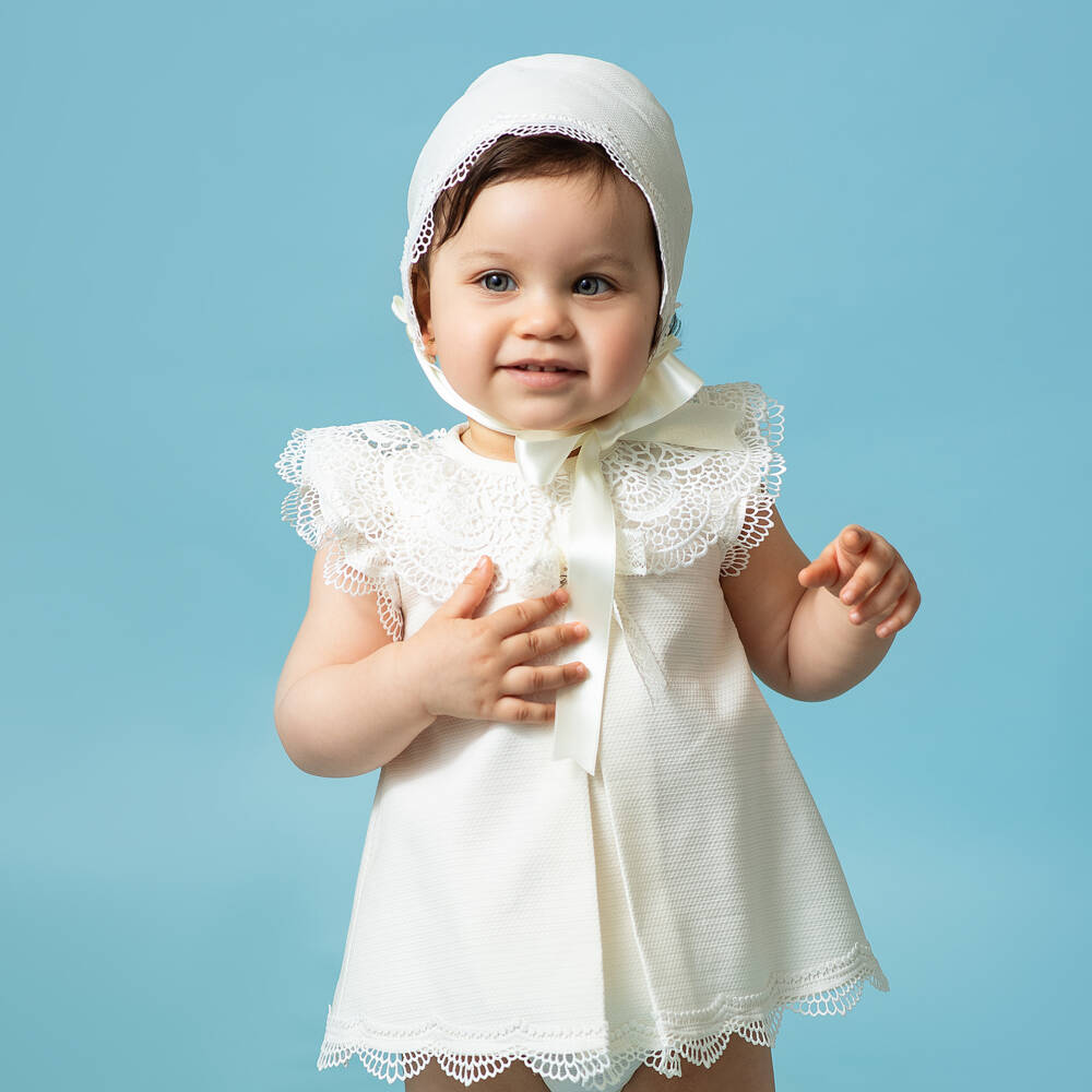 Foque-Girls Ivory Lace Dress Ensemble | Childrensalon Outlet