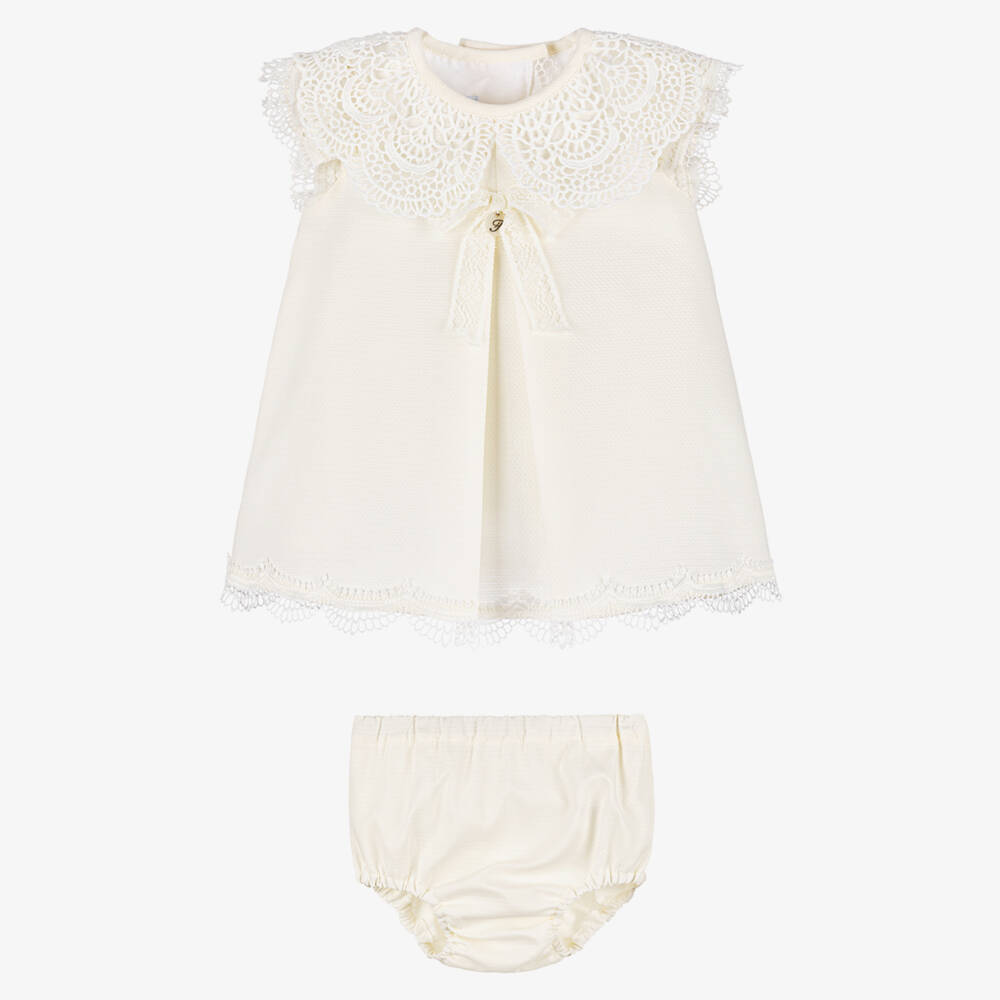 Foque-Girls Ivory Lace Dress Ensemble | Childrensalon Outlet