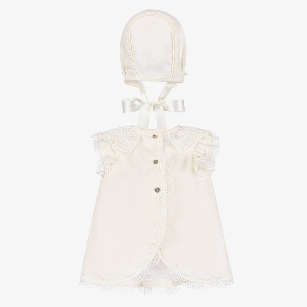 Foque-Girls Ivory Lace Dress Ensemble | Childrensalon Outlet