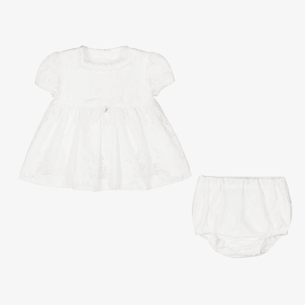 Foque-طقم فستان أطفال بناتي قطن دانتيل لون عاجي | Childrensalon Outlet