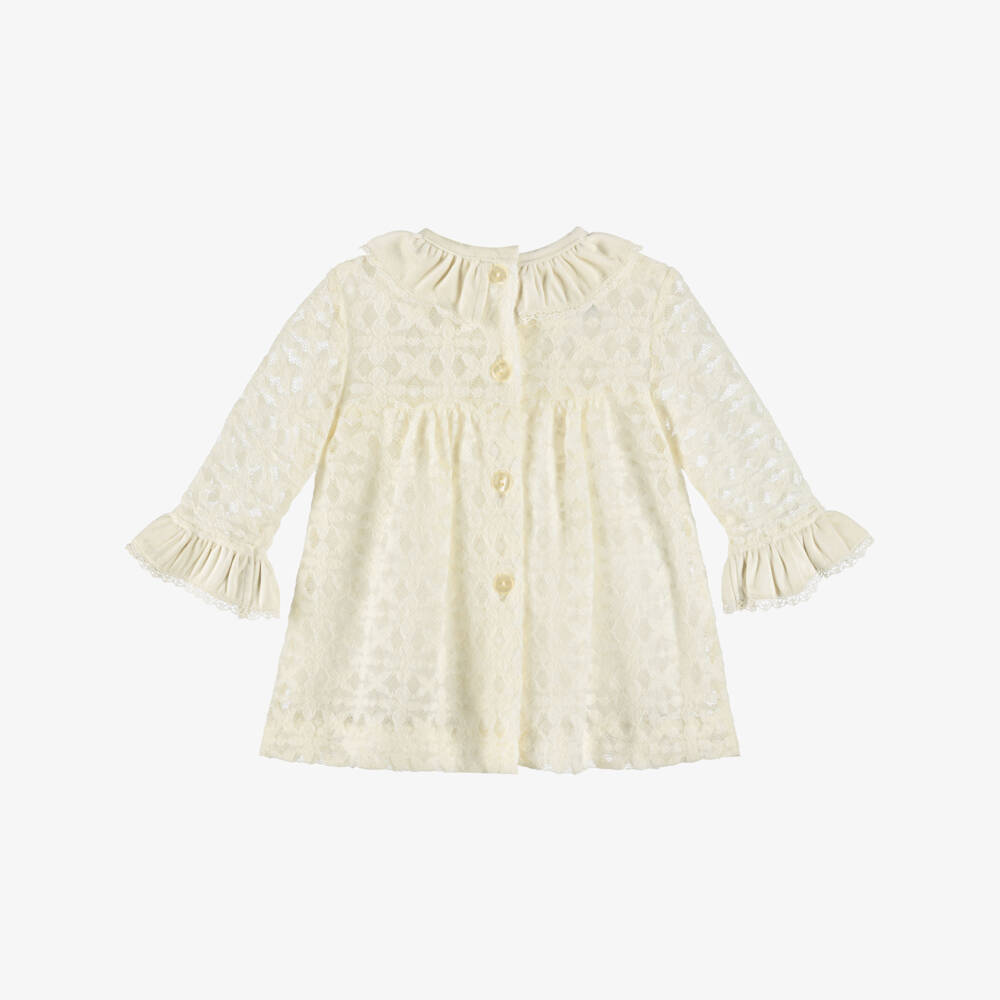 Foque-Girls Ivory Lace Frock | Childrensalon Outlet