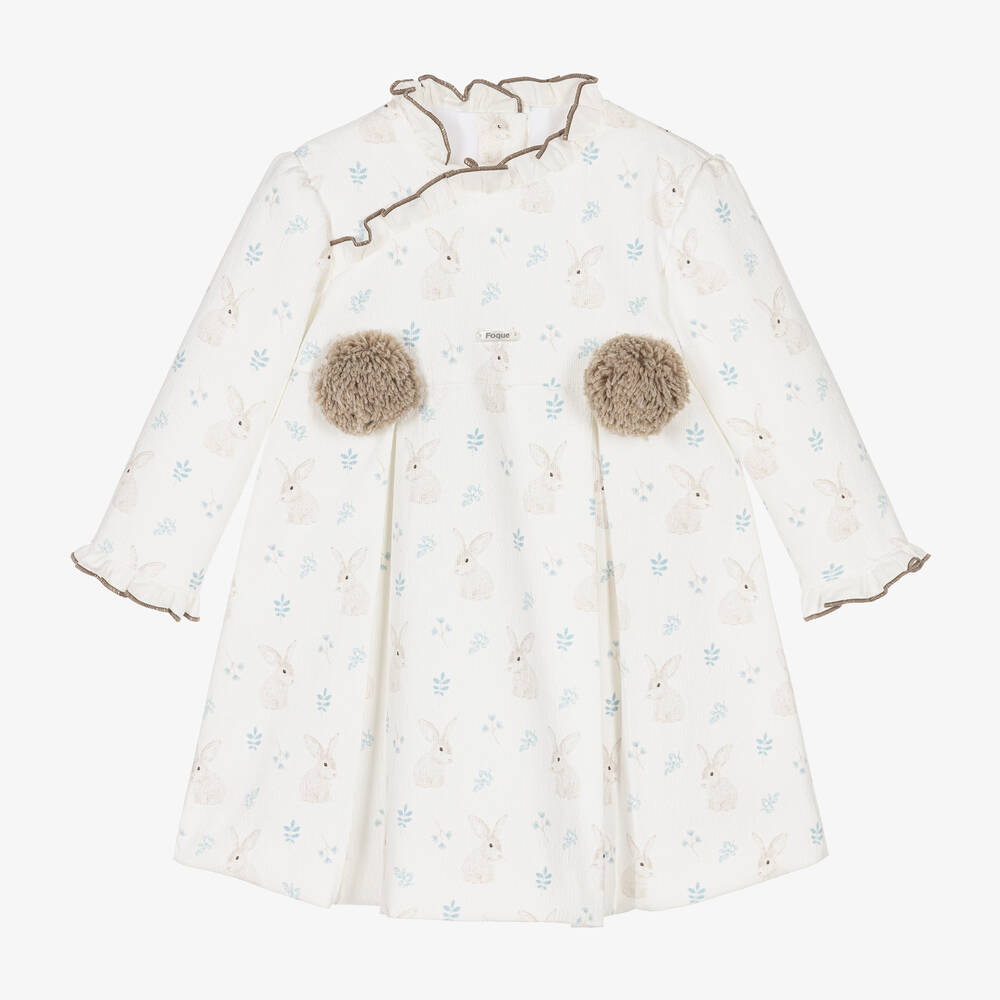 Foque - Robe ivoire côtelée Lapin Fille  | Childrensalon