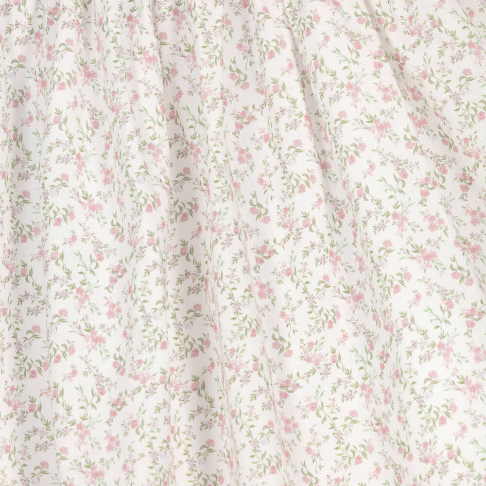 Foque-Girls Ivory & Pink Floral Print Cotton Dress | Childrensalon Outlet