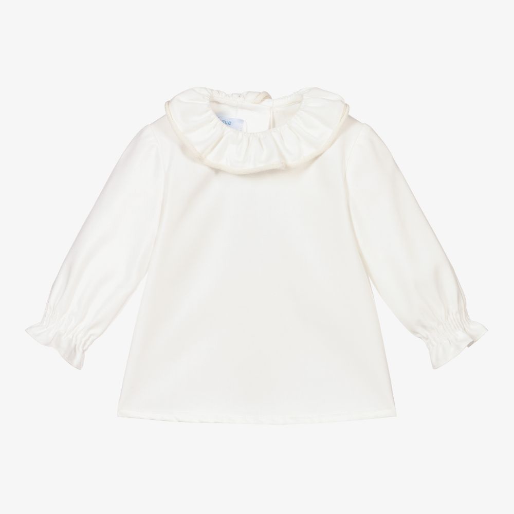 Foque - Кремовая блузка с рюшами для девочек  | Childrensalon