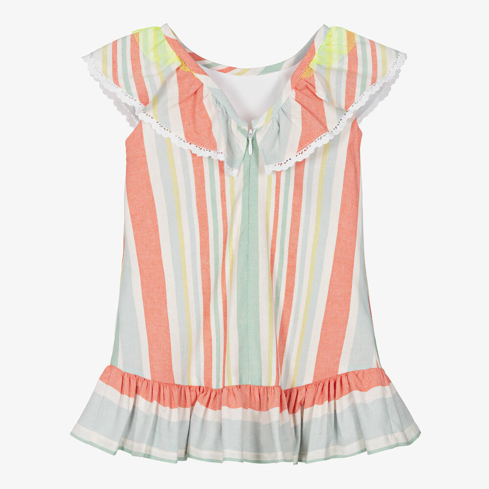 فوكيه-فستان مزيج قطن مقلم لون عاجي | Childrensalon Outlet