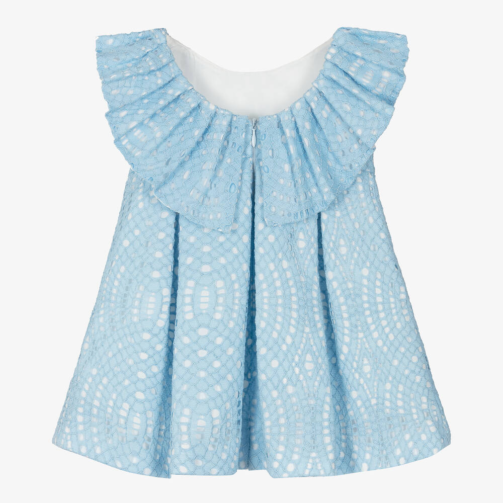 Foque-Girls Light Blue Lace Dress | Childrensalon Outlet