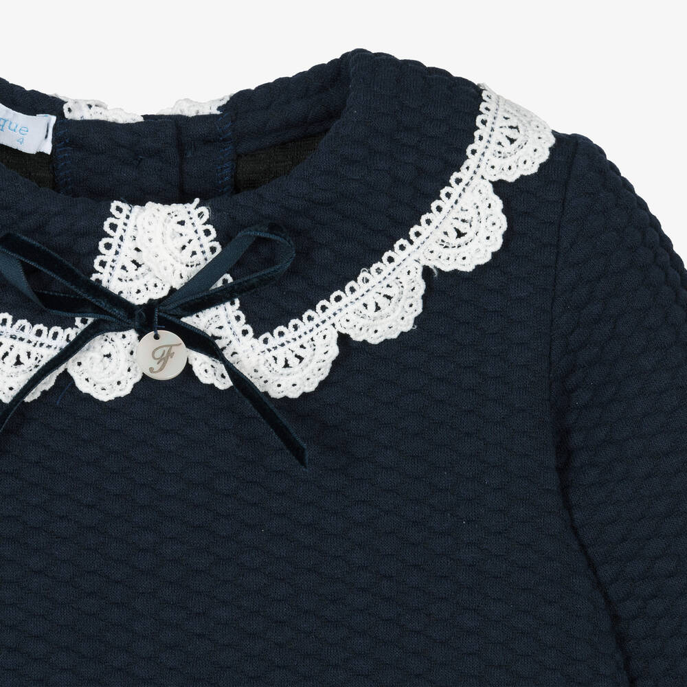 Foque-Синее платье из джерси с оборками | Childrensalon Outlet