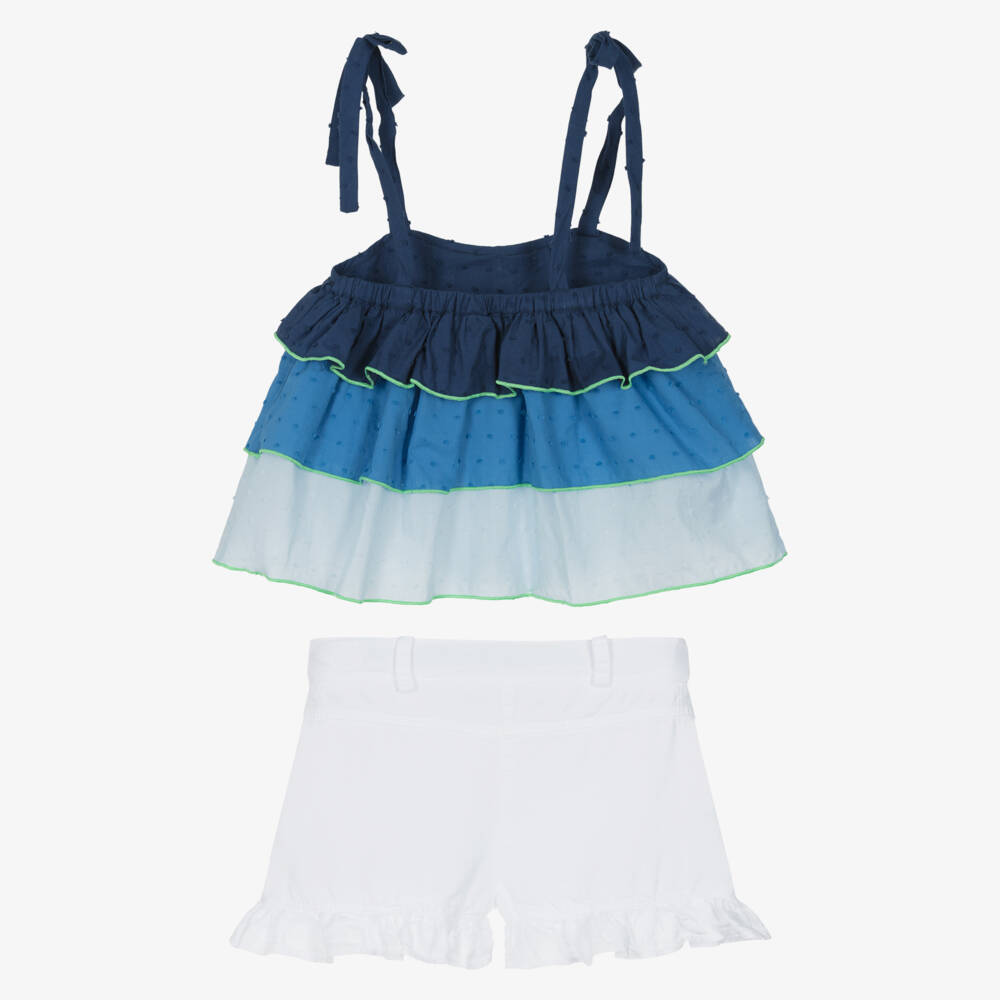Foque-Girls Navy Tiered Top & Shorts Set | Childrensalon Outlet