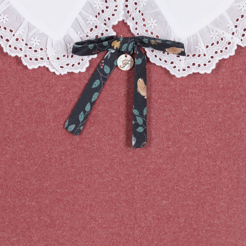 Foque-Розовое платье с большим воротником для девочек | Childrensalon Outlet